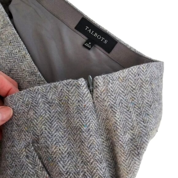 Talbots Grey Wool Tweed Herringbone Mini Skirt Size 6 - Picture 10 of 11